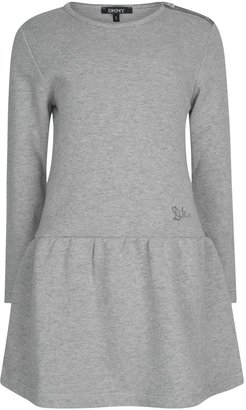 DKNY Girls Grey Cotton Lurex Jersey Dress