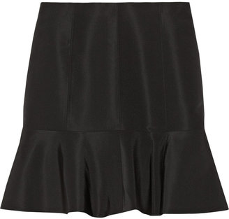 Tibi Fluted silk-faille mini skirt