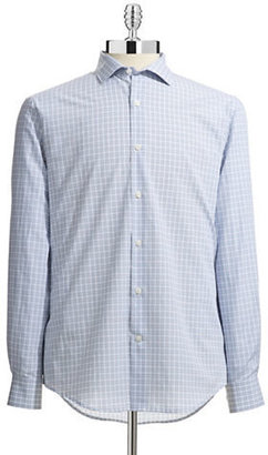 Perry Ellis English Collar Button Shirt-BLUE-Small