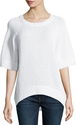 Michael Kors Rib-Trim Boucle Sweater, White