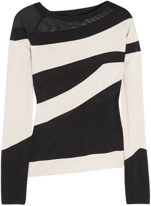 Donna Karan Asymmetric stretch-jersey and tulle top
