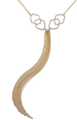 ABS by Allen Schwartz Gold-Tone Crystal Octagon Accent and Tassel Pendant Necklace