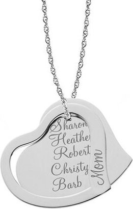 Fine Jewelry Personalized Sterling Silver "Mom" and Family Names Heart Pendant Necklace