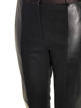 Celine Leather and wool-blend skinny trousers