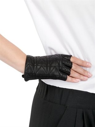 Karl Lagerfeld Paris Kuilted Nappa Leather Fingerless Gloves