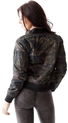 GUESS Long-Sleeve Camo-Print Bomber Jacket