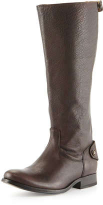 Frye Melissa Leather Zip-Back Riding Boot, Dark Brown