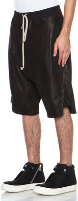 Rick Owens Travel Leather Basket Swinger Pant in Black