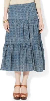 Lauren Ralph Lauren Tiered Geo-Print Maxi Skirt