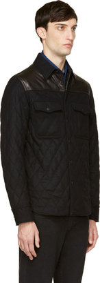 Rag and Bone 3856 Rag & Bone Black Leather & Wool Quilted Lumberjack Jacket