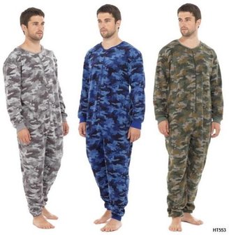 Mens Tom Franks Camouflage Print Crew Neck Onesies All In One