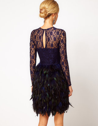 ASOS Feather Dress With Lace Top