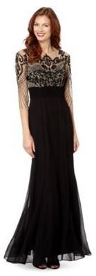Pearce ll Fionda Designer black lace embellished maxi dress