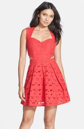 Nordstrom Bardot 'Broiderie' Pleated Cotton Fit & Flare Dress Exclusive)