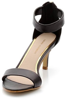 Laura Clement Heeled Leather Sandals with Back Zip