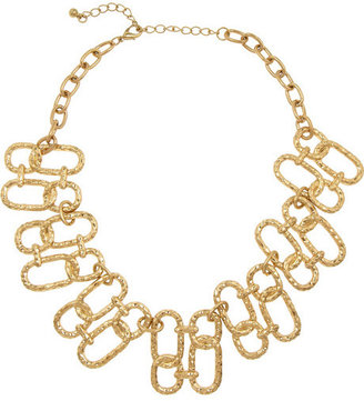 Kenneth Jay Lane Hammered gold-plated link necklace