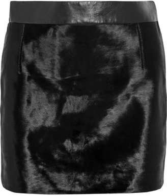 Alexander Wang Leather-trimmed calf hair mini skirt