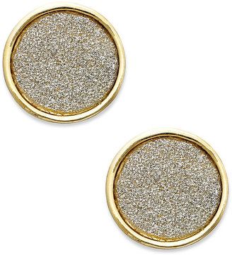 ABS by Allen Schwartz Gold-Tone Gray Texture Round Stud Earrings