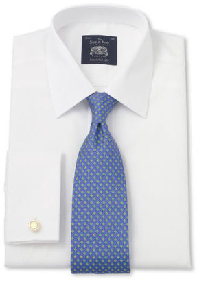 Savile Row Mens White Poplin Windsor Collar Slim Fit Shirt Extra Long Sleeve