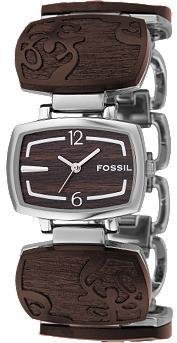 Fossil Analog Wood Dial Watch
