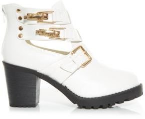New Look White Multi Buckle Cut Out Shoe Boots