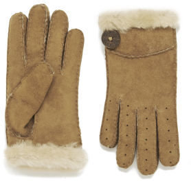 UGG Women's Classic Bailey Button Shearling Gloves Chestnut