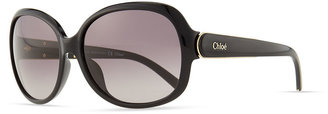 Chloé Calla Rounded Sunglasses, Black