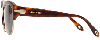 Givenchy Round Plastic Rimless-Bottom Sunglasses, Brown Tortoise