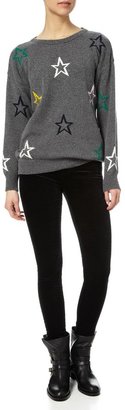 Chinti and Parker Grey Wool Star Outline Jumper
