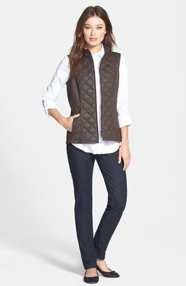 Lafayette 148 New York Quilted Waxed Denim Vest