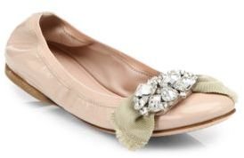 Miu Miu Swarovski Crystal Patent Leather Ballet Flats