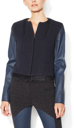 Thakoon Wool Jacket with Leather Sleeves