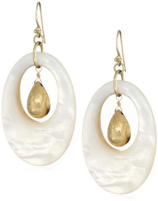 Lauren Harper Collection Over the Moon 18k Gold and Mother-Of-Pearl Oval Earrings