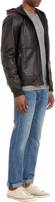 Vince Reversible Leather Hooded Bomber Jacket