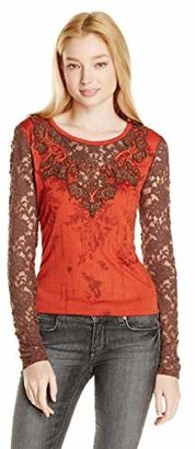 Miss Me Embellished Lace Sleeves Top