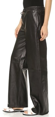 Alexander Wang T by Leather Palazzo Track Pants