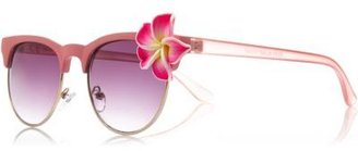 River Island Pink flower trim retro sunglasses