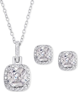 Macy's Blue Topaz (3-1/10 ct. t.w.) & Diamond Accent Sterling Silver 18" Pendant Necklace and Stud Earrings Set