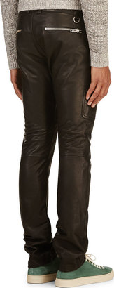 Diesel Black Grained Leather P-ZIPPS Trousers