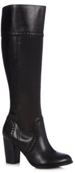 RJR.John Rocha Designer black leather stitched mid heel high leg boots