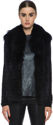 Yves Salomon Fur Vest with Popped Collar in Black