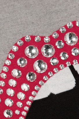 Markus Lupfer Embellished lip-intarsia merino wool sweater