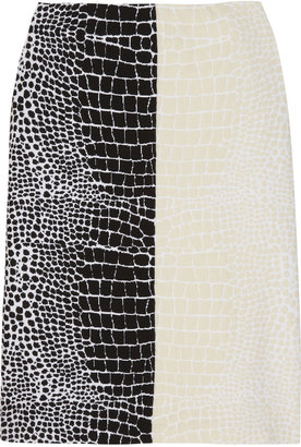 Fendi Croc-effect cotton-blend pencil skirt