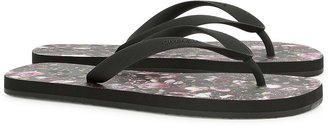 Givenchy Black floral flip flops