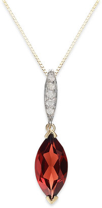 Macy's Garnet (2 ct. t.w.) and Diamond Accent Pendant Necklace in 14k Gold
