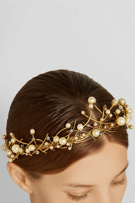 Erickson Beamon Stratosphere gold-plated, Swarovski crystal and faux pearl headpiece