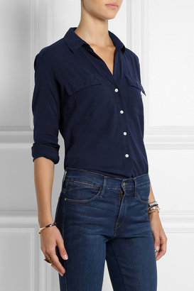 James Perse Stretch-cotton and silk-blend shirt