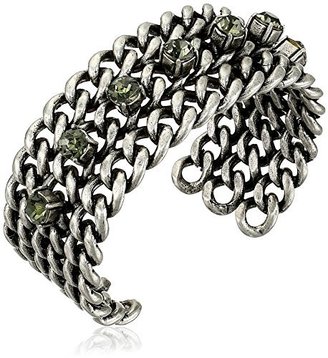 Giles & Brother Giles and Brother Silver Ox Black Diamond Crystals Multi Row Frozen Chain Bracelet