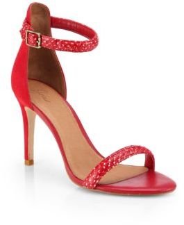Joie Roxie Snake-Embossed Leather & Suede Sandals