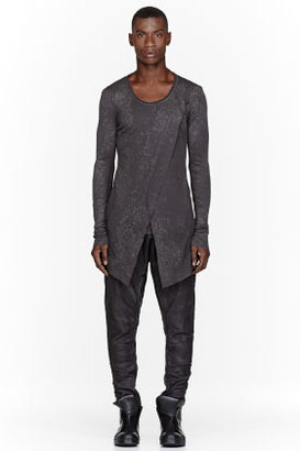 Julius Charcoal Speckled Layered Draped Fraise Shirt